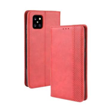 Imagem de Capa flip de couro para Samsung Galaxy Note 10 Lite,Flip magnético retro,Caso de telefone de couro PU,Design de carteira com 3 slots de cartão e 1 clipe de dinheiro -Red