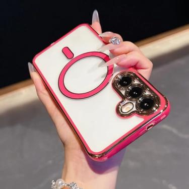 Imagem de Capa de luxo transparente com carregamento magnético sem fio para Samsung Galaxy S25 S24 Ultra Plus S24fe A56 A36 A26 A16 A55 A35 A15 (para Galaxy A35 5G/Vermelha)