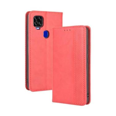 Imagem de Capa flip de couro para ZTE Axon 11 SE 5G,Flip magnético retro,Caso de telefone de couro PU,Design de carteira com 3 slots de cartão e 1 clipe de dinheiro -Red