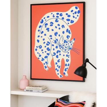 Imagem de Quadro Canvas Moderno Gato Pop Poá Laranja- - Quadros On-Line