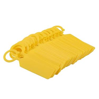 Imagem de LiebeWH 100 Etiquetas Plásticas de Suspensão, Etiquetas Plásticas Grossas da Planta para a Marcação do Berçário, Reusáveis ​​do Nome da Muda para a Organização Jardim (Amarelo)