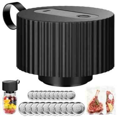 Imagem de Kit selador a vácuo Mason Jar: Selante de alimentos preto elétrico portátil 40s para potes de pedreiro - Estende o frescor para nozes, vegetais, carne, grãos de café, acampamento, cozinha, trailer