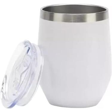 Imagem de Copo Térmico de Aço Inox, 350ml, Tampa Hermética, Branco, para Café e Bebidas branco