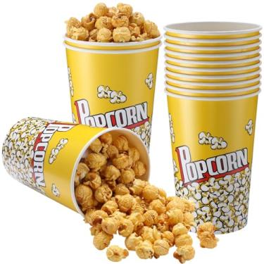 Imagem de Mysora 10 unidades de recipientes de pipoca de papel de 1,304 g, recipientes descartáveis estilo retrô, reutilizáveis para cinema, noite, festa de aniversário, Natal, concessão, barras, suportes
