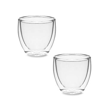 Imagem de Conjunto 2 Copos de Vidro Borossilicato 80ml – Parede Dupla Térmica