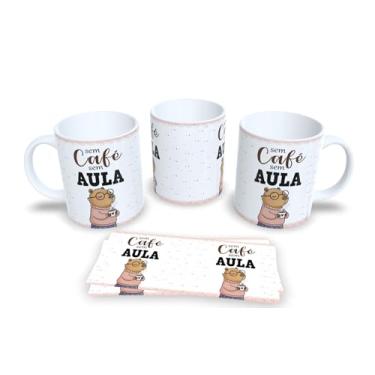 Imagem de Caneca de Cerâmica com Urso Professor, Frase Motivacional Educação, Design Aquarela Colorido Azul Verde Bege, 325ml, Resistente a Microondas (13)