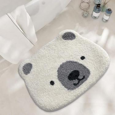 Imagem de Ankah Tapete de banho fofo, tapete de banho com desenho de desenho animado, antiderrapante, durável, tapete de banho absorvente de lã, tapete de porta super macio, tapete de lã, lavável na máquina