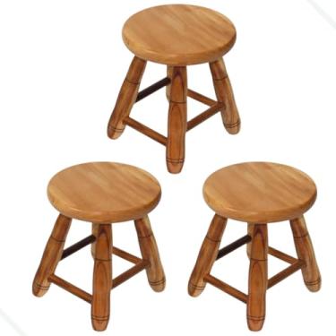 Imagem de Banquinho Madeira Maciça Banco banqueta Pequeno Tamborete 29 cmpara Crianças, Banheiro, Sala e Jardim - Banco Auxiliar, Pé de Cama e Objeto Decorativo(3 banquinhos)