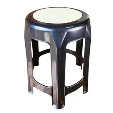 Imagem de Banqueta de Plástico Resistente Reforçada com 6 Pés - Base Reforçada Antibalanceio, Estabilidade Máxima para Uso Interno e Externo (Churrasco, Varanda, Cozinha)(Preto)