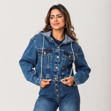 Imagem de Jaqueta Jeans Cropped Capuz Feminina Zune-Feminino