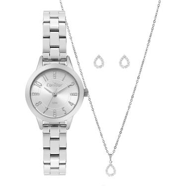 Imagem de Kit Relógio Condor Feminino Mini Prata - Co2035nwn/k4k