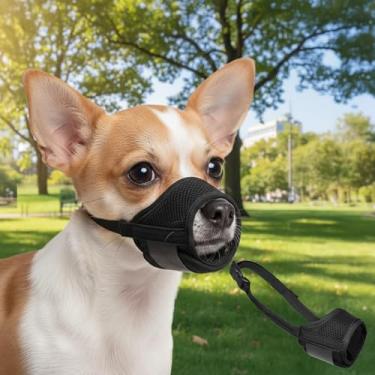 Imagem de Focinheira para cães macia ajustável, cobertura de boca de malha respirável, focinheira antimordida e queda, para cães pequenos, médios e grandes (preto)
