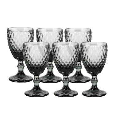 Imagem de Jogo 6 Taça De Vidro Bico De Abacaxi Cinza 340 Ml Agata Em Casa Tem