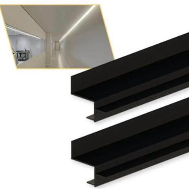 Imagem de Perfil De Led Alumínio Linear Embutir Tabica 47x40mm 2m - VLED, Preto