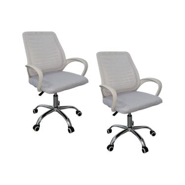 Imagem de Kit 2 Cadeiras de Escritório Esteirinha Tela Mesh Branco