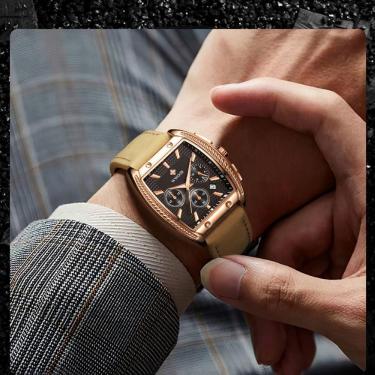 Imagem de Relógio Masculino Quartzo Esportivo Casual Toneau 3atm à Prova D'água Preto