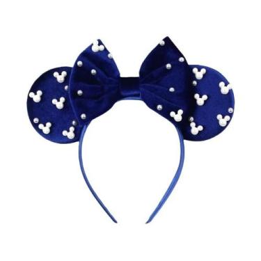 Imagem de Tiara De Veludo Para Meninas Disney Mickey 3.3 Polegadas Com Laço De B