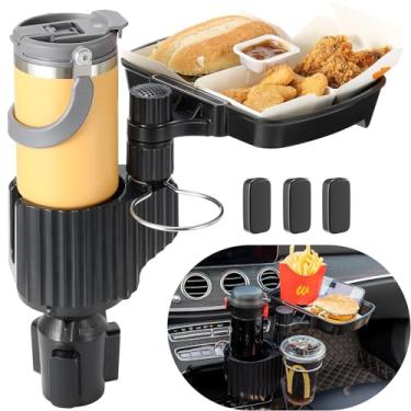 Imagem de Sancaral Expansor de suporte de copo de carro, com uma grande bandeja de alimentos removível com capacidade de rotação de 360° mesa compatível com garrafas Yeti Hydro Flasks de 20/26/335 onças de 32/4 onças e outras garrafas em 8,6 cm a 9,7 cm.