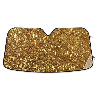 Imagem de Protetor solar dourado com glitter para para-brisas, persianas de janela de carro, proteção UV de carro, acessórios de carro de verão