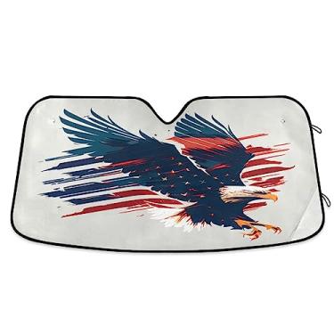 Imagem de Viseira de sol com bandeira americana para carro, para-sol dobrável para para-brisa de carro, proteção UV persiana dobrável para janela de carro, acessórios de verão para carro