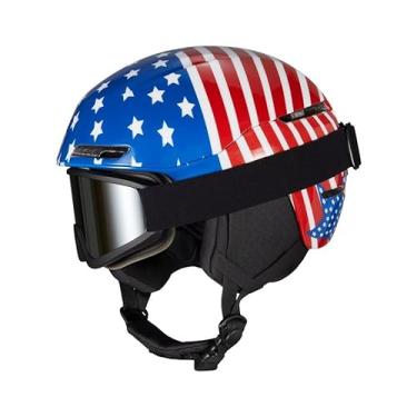 Imagem de JQF Gear Capacete de esqui capacete de snowboard para adultos, homens e mulheres, capacete de neve ajustável X13 com óculos para esportes de neve (óculos de esqui Glory-Stars-máscara de esqui), médio)