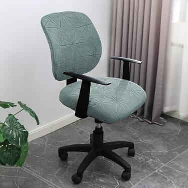 Imagem de Capas de cadeira de escritório jacquard elásticas, capa para assento e encosto, capa removível lavável universal para cadeira rotativa