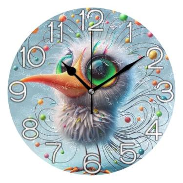 Imagem de GAIGEO Relógio de parede analógico decorativo para sala de aula, relógio de escritório, movido a bateria, decoração de parede de sala de estar moderna, noiva colorida fofa, 25 cm, ponteiros pretos