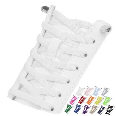 Imagem de Puzeam 2 pares de cadarços elásticos sem cadarço para tênis, cadarços sem amarração para adultos e crianças, Branco, 32 Inch ( 80cm )