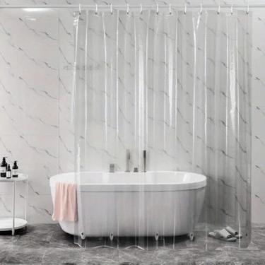 Imagem de PEVA Cortina de chuveiro impermeável de plástico transparente cortinas de banheiro decoração de casa com ganchos