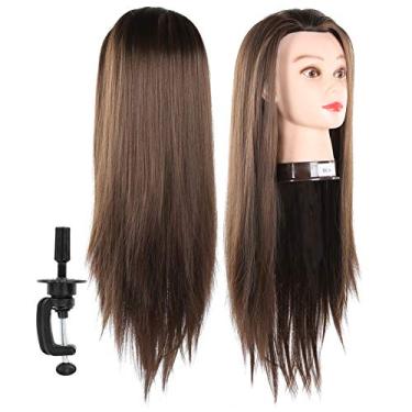 Imagem de Generic Cabeça de Manequim Cabeça de Treinamento de Cabeleireiro para Trança de Estilo 65 Cm, Cabelo de Fibra de Alto Volume, de Modelo de Simulação para Professores de Beleza, Salão de Cabeleireiro Profissional