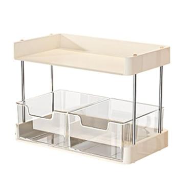 Imagem de Luocute Organizador de Maquiagem, Armazenamento de Cosméticos para Animais de Estimação Com Porta-escovas Espaçoso Design de Economia de Espaço Vertical de 2 Camadas para Bancada de (2 níveis)