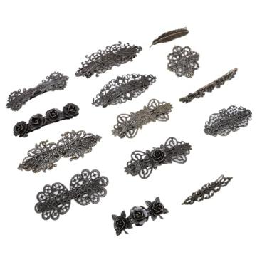 Imagem de Yinhing Presilhas de Cabelo Vintage de 14 Unidades Com Design Requintado de Flor de Bronze Grampos de Cabelo de Liga Elegante para Festas de Casamento e Acessórios de Especiais para Melhorar Sua Aparência