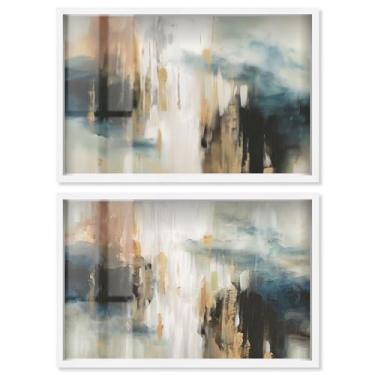 Imagem de Clearing Mist Shadowbox Print Living Room Wall Art Conjunto de 2 por Art Remedy, moldura branca, 40,6 x 28,5 cm