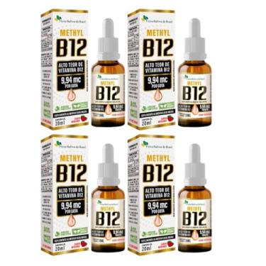Imagem de Kit Com 4 Vitamina B12 Sublingual (Metilcobalamina) 20ml Flora Nativa + 1 Vitamim C+