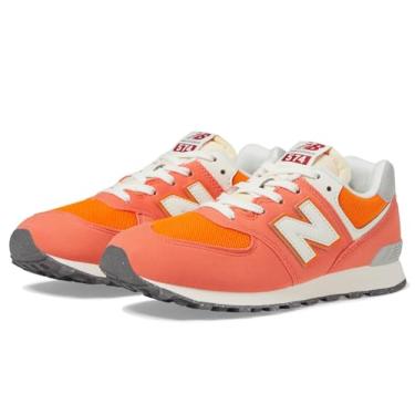 Imagem de New Balance Tênis infantil unissex 574 V1 70s Racing com cadarço, Golfo vermelho/branco, 5 Wide Big Kid
