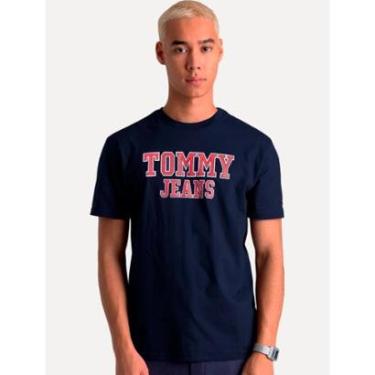 Imagem de Camiseta Tommy Jeans Masculina Regular College Print Azul Marinho-Masculino