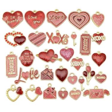 Imagem de awaFanee Pingentes para fazer joias, pingentes para pulseira, lote a granel, colar, brincos, chaveiro, berloques, contas, kit faça você mesmo, descobertas artesanais modernas, rosa, pingente de Dia