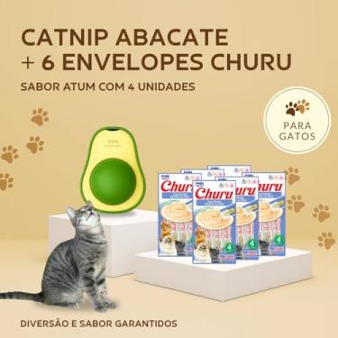Imagem de Kit Abacate Catnip + 24 Tubetes Petisco Gato Estímulo Sensorial Relaxamento Felino (Pequeno, Atum e Salmão)