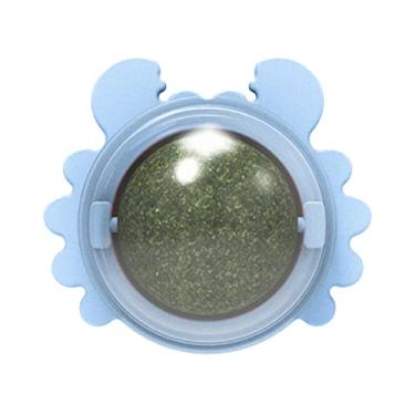 Imagem de Bola de parede de erva-dos-gatos azul brinquedo giratório para lamber gato gato saudável lamber doces lanche adesivo nutrição comestível lanche energia para gatinhos internos