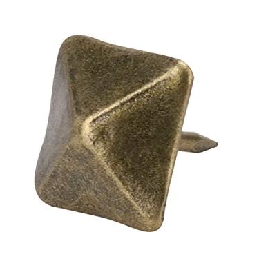 Imagem de Alomejor Tachas para Estofamento, 50 Peças de Pregos para Estofamento, Tachas Decorativas de Ferro Bronze Ciano retrô para Móveis e Artesanato Em Couro, (Comprimento lateral 19mm*Comprimento total