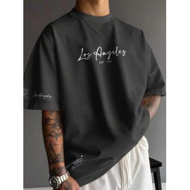 Imagem de Camiseta Masculina Moda De Rua Estilo Los Angeles Manfinity, Preto, GG