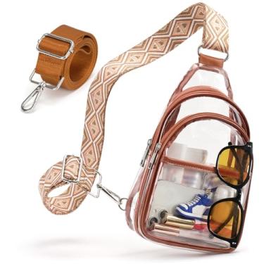 Imagem de QOECI Bolsa transparente aprovada para eventos de estádios, bolsa tiracolo para shows, esportes, TPU, bolsa de peito transparente para mulheres e homens, com 2 alças removíveis ajustáveis., nº 6,