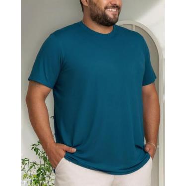 Imagem de Camiseta Masculina Plus Size - Básica Lisa G1 Ao G5 - Lishoope, Azul, 