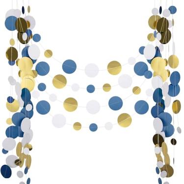 Imagem de Milifox Guirlandas de festa de 1,5 m, pontos circulares de guirlanda de papel, decorações de faixa circular pendurada para aniversário, festa, casamento, chá de bebê, formaturas, Natal, decoração de