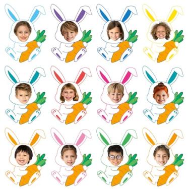 Imagem de 60 peças de recortes temáticos de coelhinho da Páscoa, decorações de quadro de avisos de Páscoa, recortes de papel de coelho de primavera, decoração de sala de aula para meninos e meninas, sala de