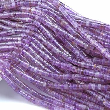 Imagem de 150 peças 2 x 4 mm contas em forma de tubo de ametista natural soltas cilíndricas redondas planas espaçador plano contas de pedra verde para pulseira brincos fabricação de joias