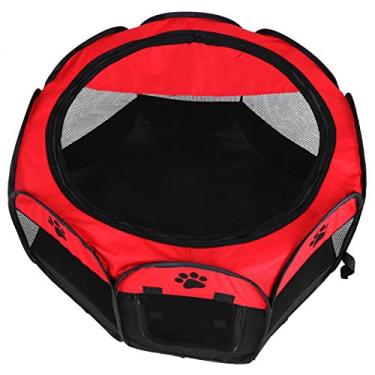 Imagem de aqxreight Gaiola Dobrável Portátil para Cães e Gatos, para Exercícios e Brincadeiras, Capa de Malha para Uso Interno e Externo, café Com 8 Lados e Painel para Tecido 600D Oxford Forte, Leve e