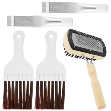 Imagem de 5 peças pente de barbatana de ar condicionado de aço inoxidável ferramenta de reparo de barbatana CA eficiente conveniente pente de aleta condensador CA fácil de operar, ferramenta de limpeza de