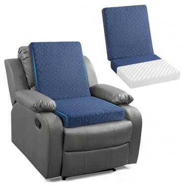 Imagem de Ganondorf Almofada de assento reclinável extra grande com caixa de ovo para idosos, almofada de espuma de reforço peludo, alívio de pressão para assento longo, almofada ortopédica para cadeiras