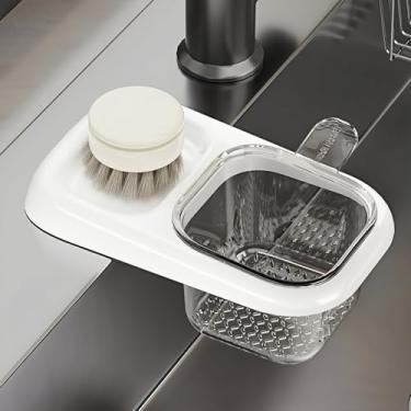 Imagem de Cesta de drenagem de pia de cozinha, cesta de filtro de pia branca de cerâmica para coar sobras, folhas de chá e resíduos de alimentos, organizador de pia com drenagem de água